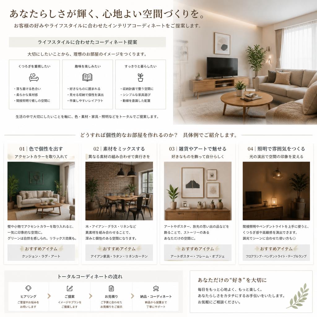 お客様に最適なインテリアコーディネート