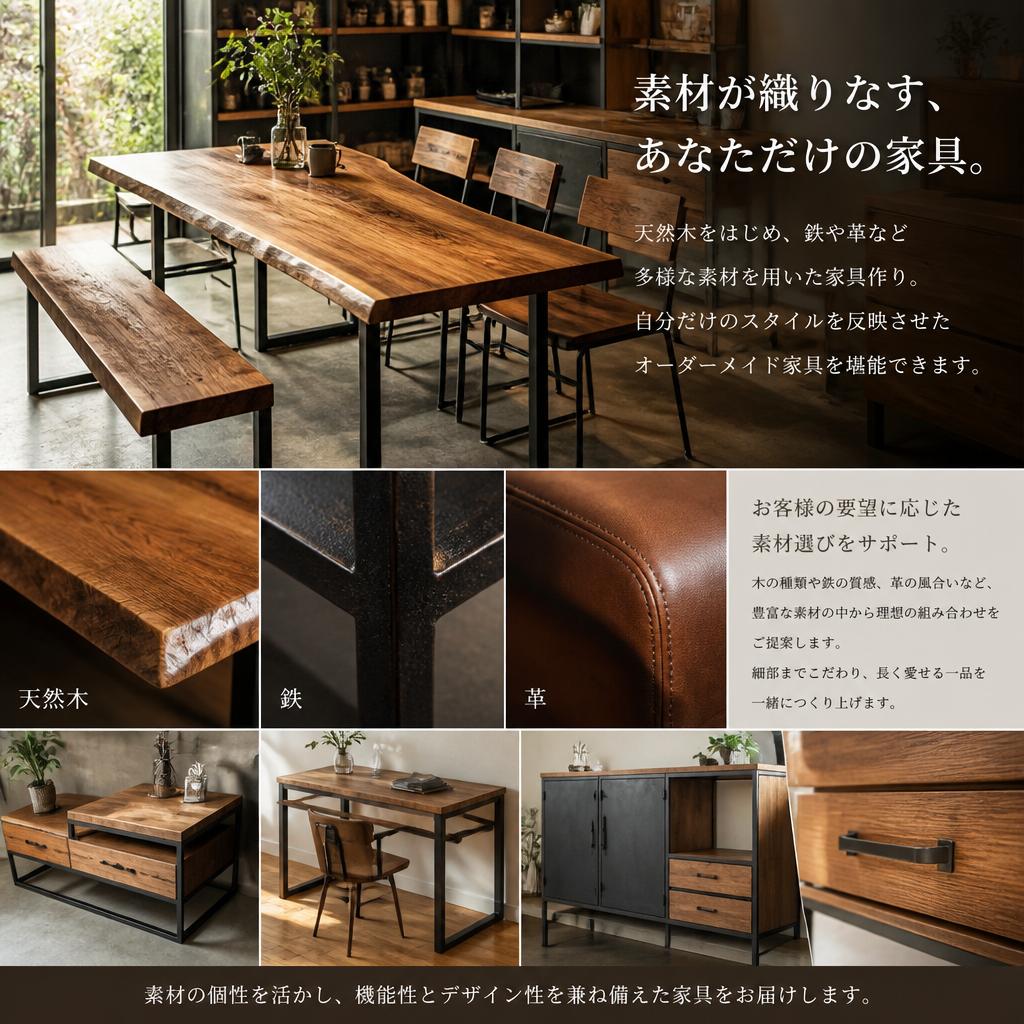 お好みの素材で作る、あなただけの家具