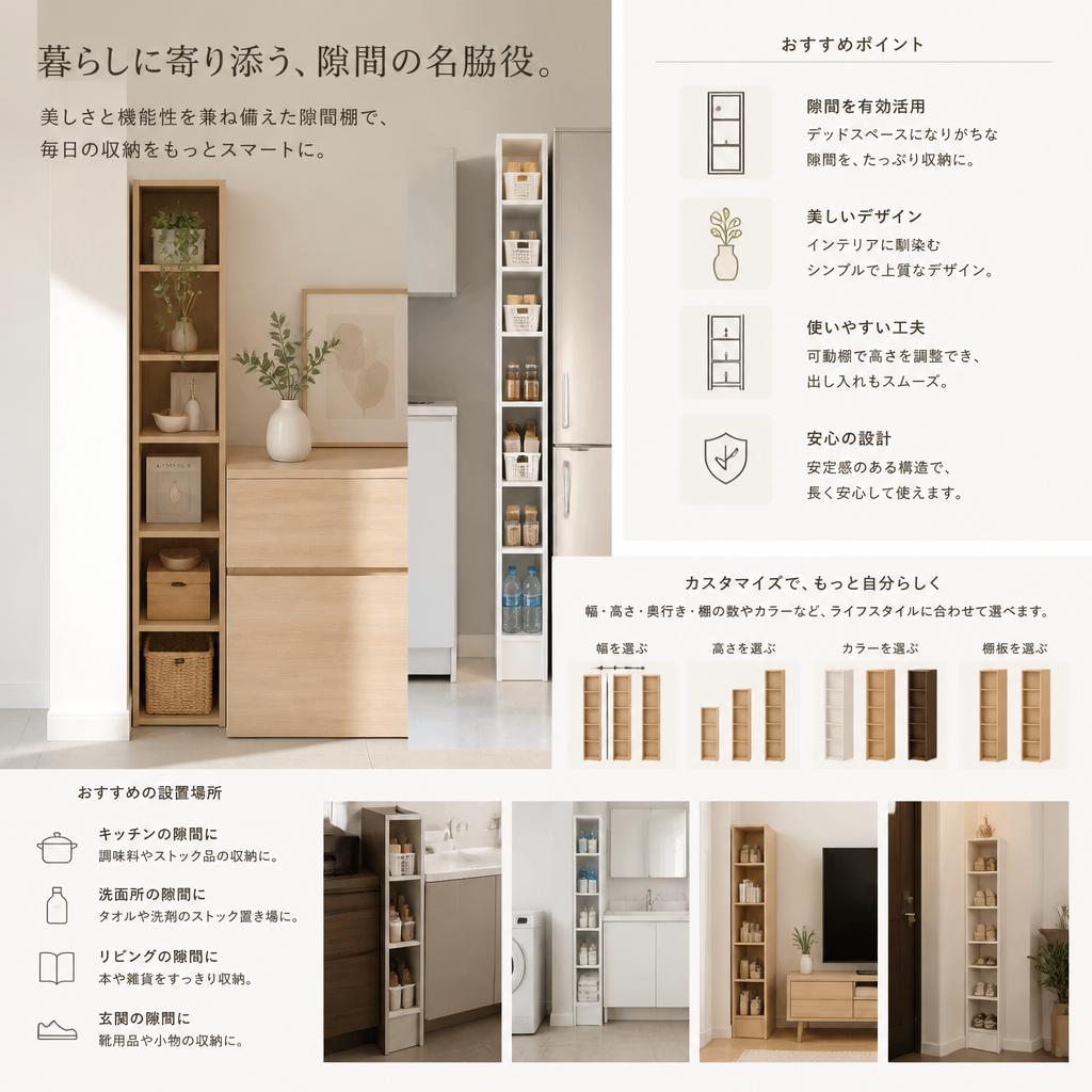 隙間棚のデザインと機能性