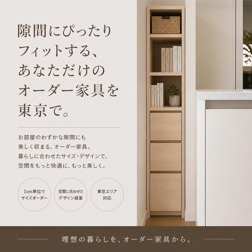 隙間にぴったりフィットする、あなただけのオーダー家具を東京で。