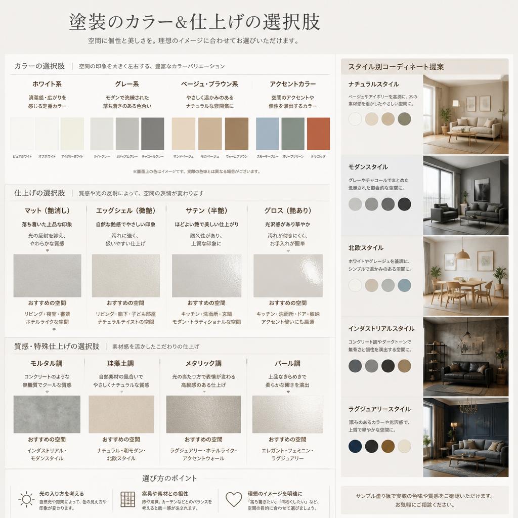 カラーと仕上げの選択肢