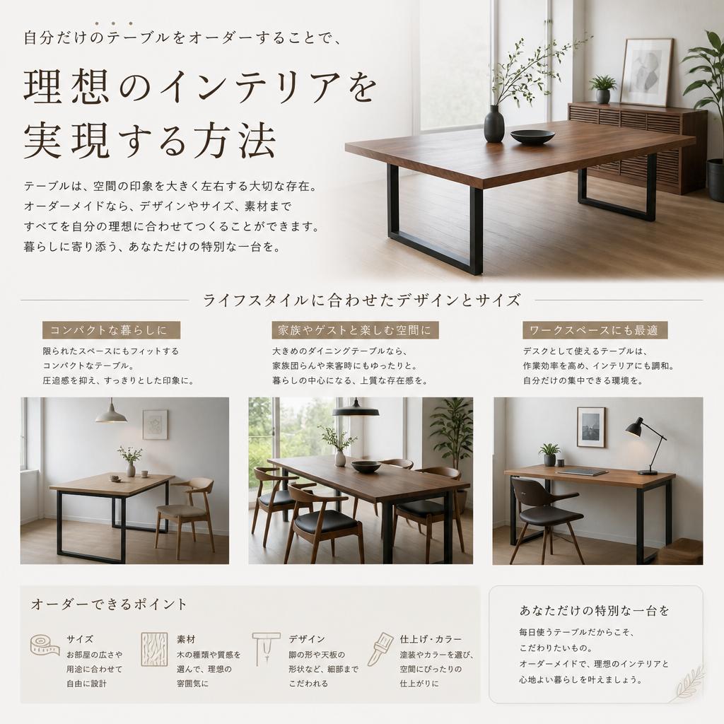 オーダーテーブルで叶える理想の空間