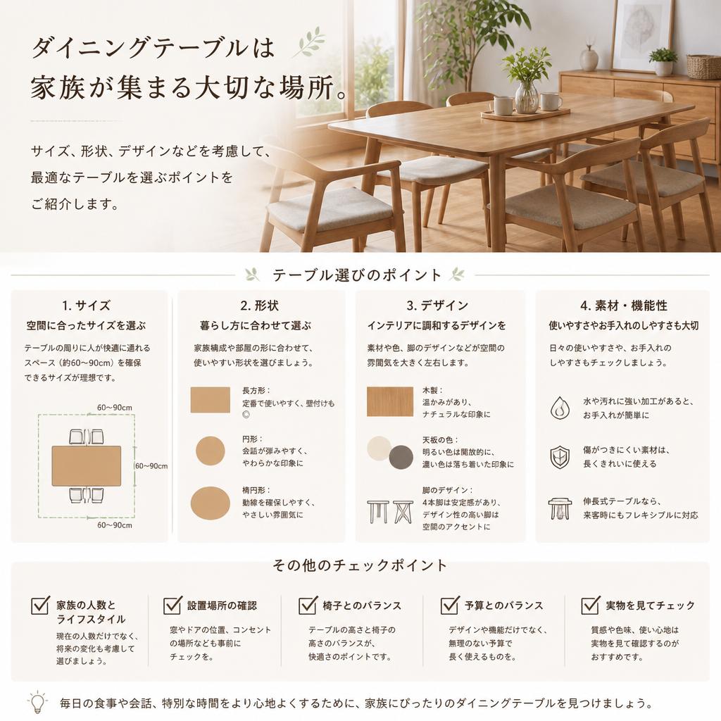ダイニングテーブルの選び方