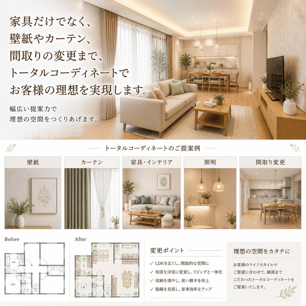 インテリアデザインのトータルコーディネート
