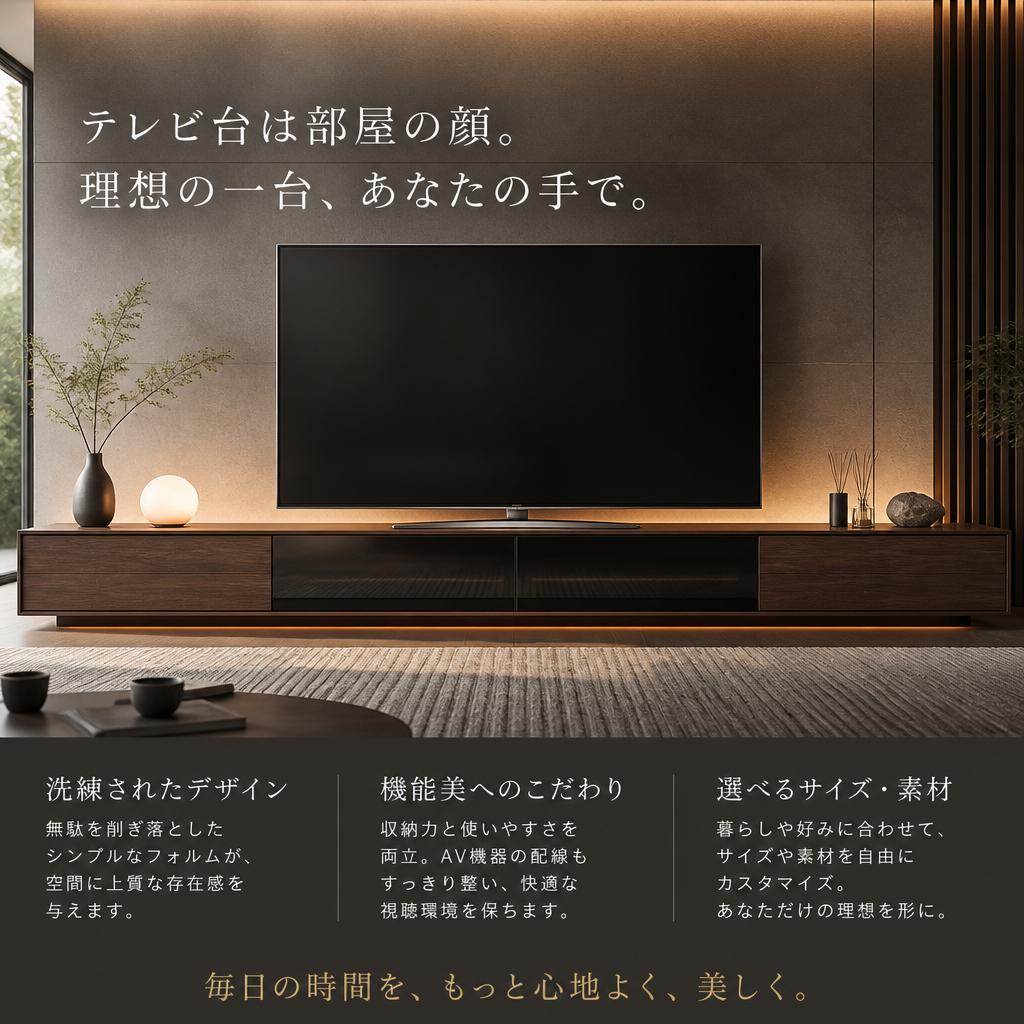 テレビ台は部屋の顔。理想の一台、あなたの手で。