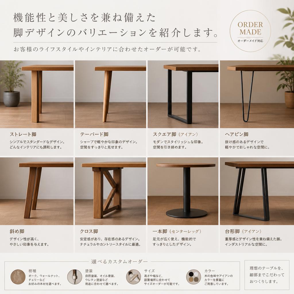 こだわりの脚デザイン