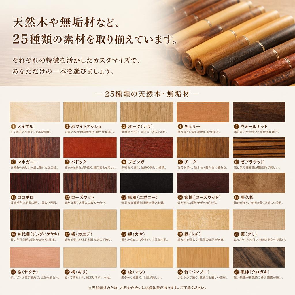 豊富なバリエーションから選べる素材